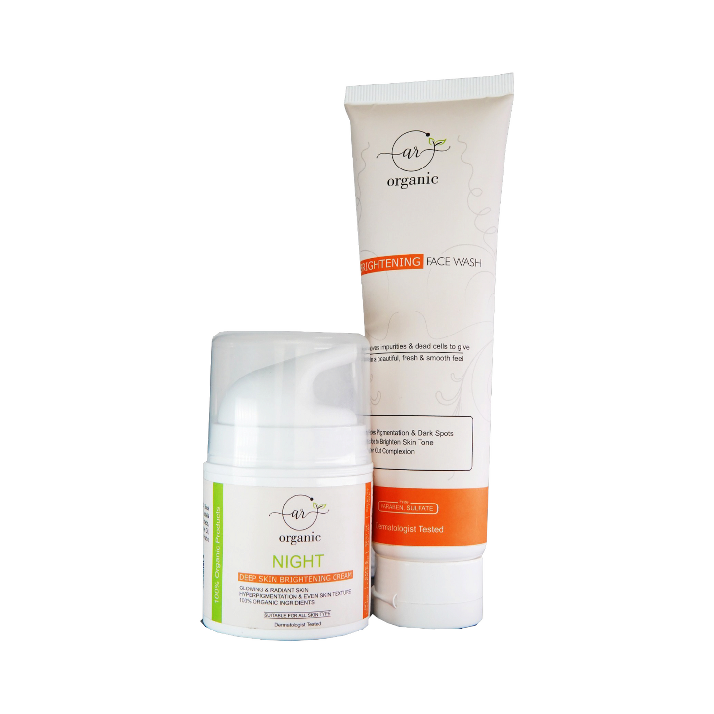 Night Deep Skin Brightening Cream + Brightening Face Wash - Ar Organic